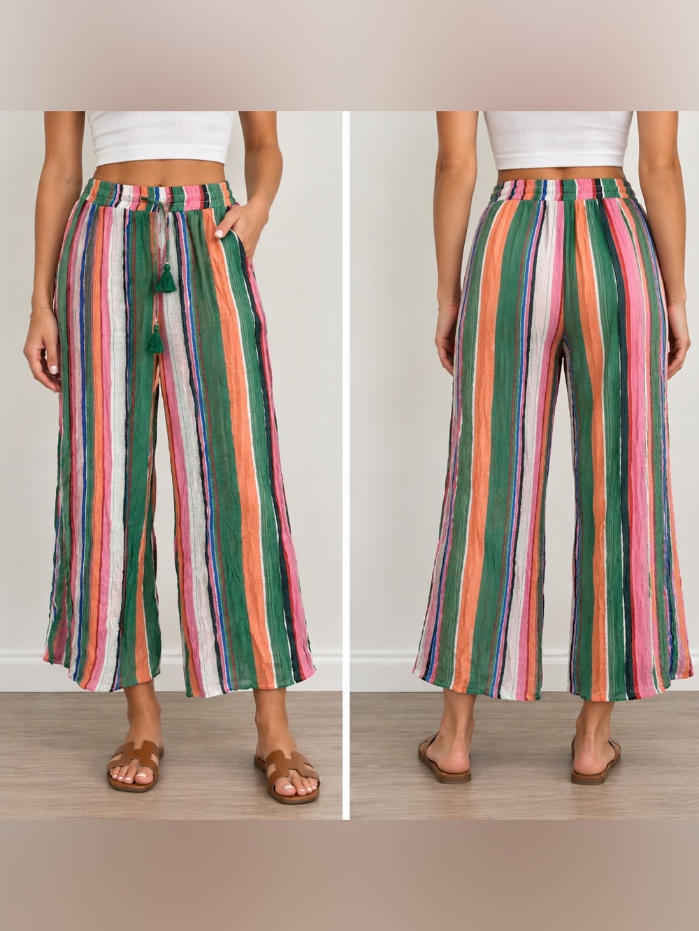 Lulu's Multicolor Vertical Stripe Wide Leg Pants